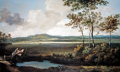 Paesaggio esteso con un ruscello e cavalli al pascolo da Jan Siberechts