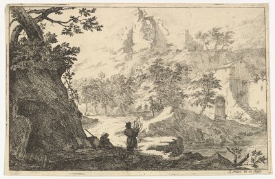 Paesaggio con rovine di un castello su una collina da Jan Smees