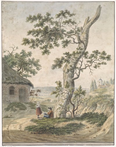 Paesaggio con un uomo e una donna presso un albero da Jan Steen (van Alkmaar)