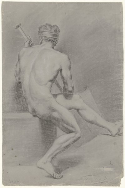 Nudo maschile seduto, girato a sinistra da Jan Tersteeg (possibly)