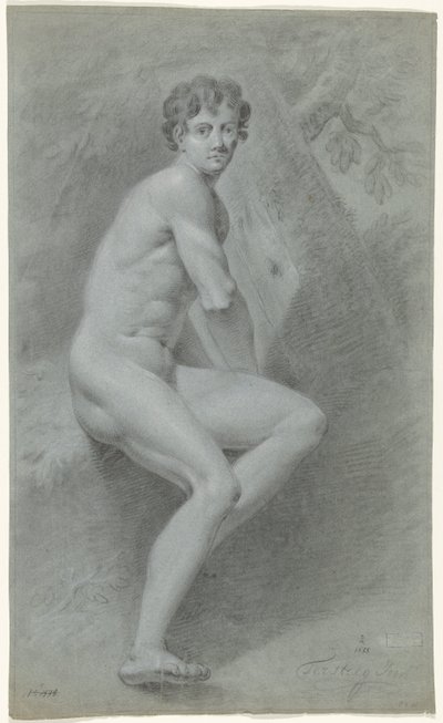 Nudo maschile seduto, a destra, davanti a un albero da Jan Tersteeg (possibly)