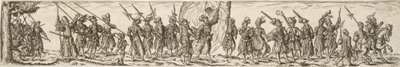 Processione di soldati, al centro un portabandiera da Jan Theodor de Bry