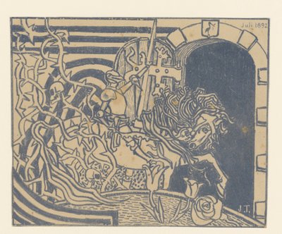 Copertina del catalogo con cavaliere a cavallo da Jan Toorop