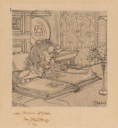 Charley che guarda un album di stampe da Jan Toorop