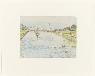 Veduta di un canale con una barca a vela da Jan Toorop