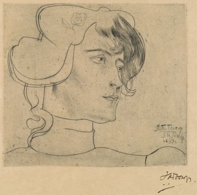 Testa di donna (Marguérite Adolphine Helfrich) da Jan Toorop