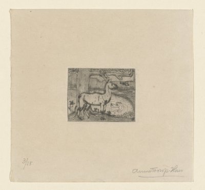 Cervo vicino a un albero davanti a uno stagno da Jan Toorop