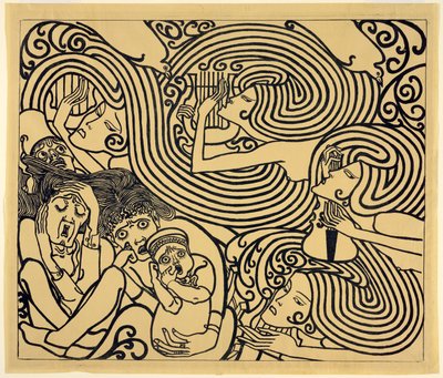 Progetto di immagine per un poster, la cantata di Wagenaar "Il naufragio". da Jan Toorop