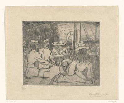 Musicisti che suonano sul ponte di una nave da Jan Toorop