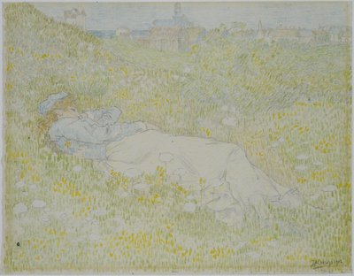 Donna sdraiata nelle dune vicino a Noordwijk da Jan Toorop