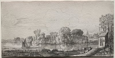 Una piccola cappella vicino a uno stagno da Jan Van de Velde