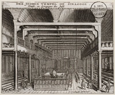 Interno della sinagoga portoghese ad Amsterdam da Jan Veenhuysen
