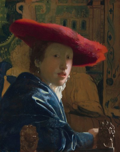 Ragazza con il cappello rosso, c. 1665-1666 da Johannes Vermeer