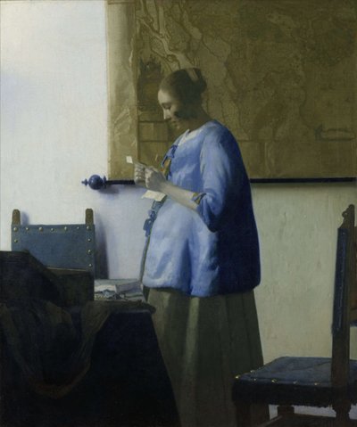 Donna in blu che legge una lettera da Jan Vermeer van Delft