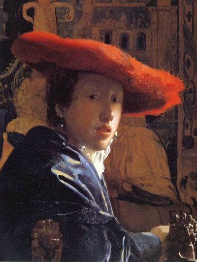 Ragazza con cappello rosso, c.1665 da Jan Vermeer van Delft