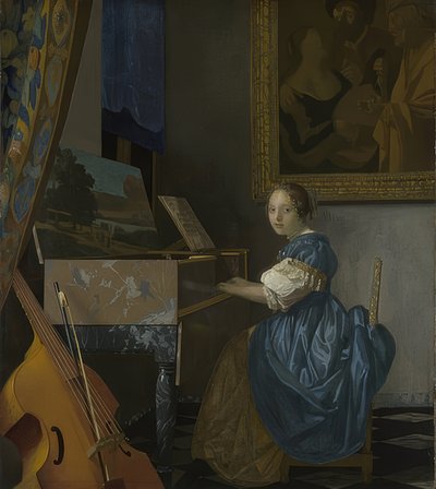 Giovane donna seduta a un virginale da Jan Vermeer van Delft
