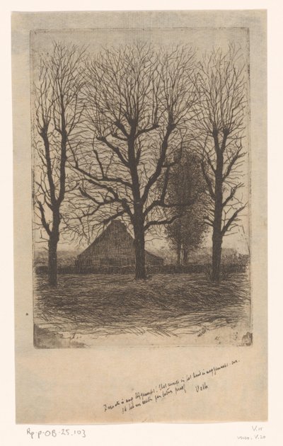 Fattoria tra alberi alti, Ewijkshoeve da Jan Veth (signed by artist)