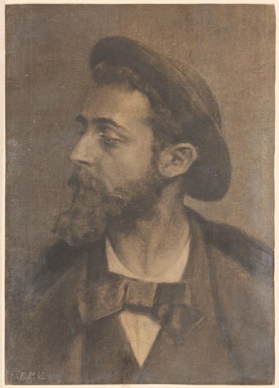 Ritratto di un uomo con barba e cappello, verso sinistra da Jan Veth
