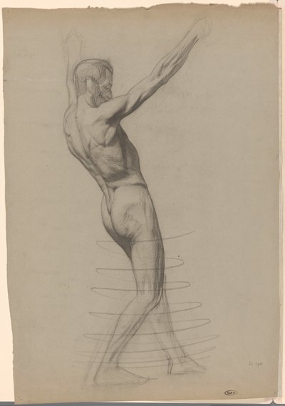 Nudo maschile in piedi con le braccia alzate, verso destra da Jan Veth