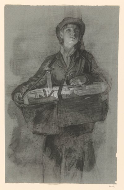 Ragazzo in piedi con un cesto da Jan Veth