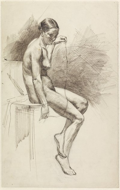 Studio di nudo femminile seduto da Jan Veth