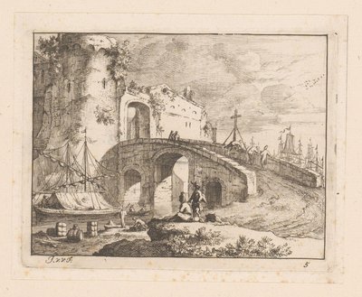 Porta della città in un porto italiano da Jan Vincentsz. van der Vinne