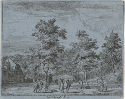 Figure che camminano su un viale alberato da Jan Vincentsz. van der Vinne
