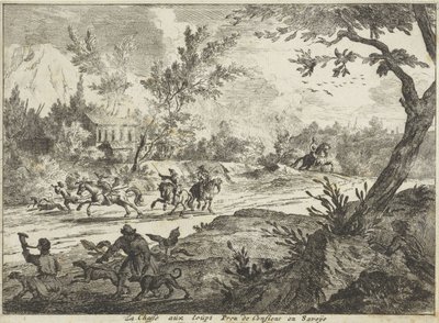 Caccia ai lupi presso Conflans, Savoia da Jan Vincentsz. van der Vinne