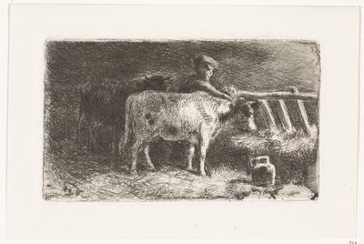 Contadino tra due mucche in una stalla (piccola variante) da Johannes Martinus Vrolijk