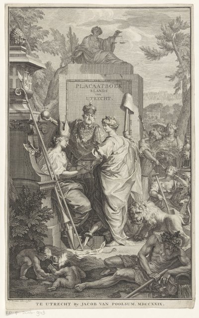 Rappresentazione allegorica della fondazione di Utrecht da Jan Wandelaar