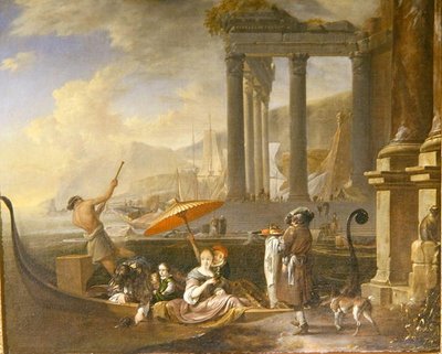 Porto classico con un tempio in rovina da Jan Baptist Weenix