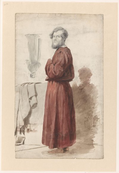 Studi di figure con un uomo in piedi in vestaglia rossa da Jan Weissenbruch