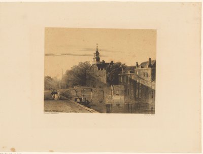 Veduta urbana con canale da Jan Weissenbruch