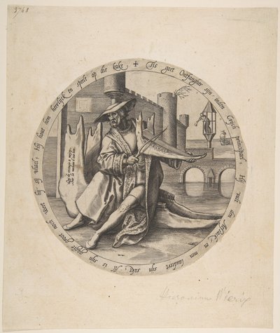 Il ricco che suona il violino su una mascella, ca. 1568 da Jan Wierix
