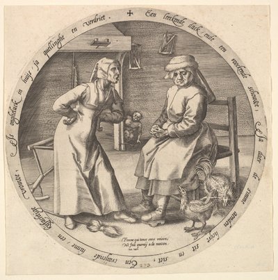 La donna che sgrida e la gallina che chioccia, ca. 1568 da Jan Wierix