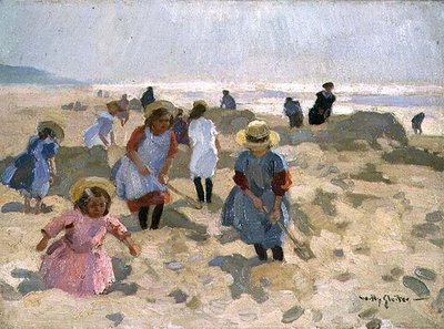 Bambini che giocano sulla spiaggia da Jan Willem Sluiter
