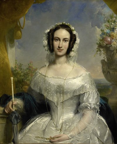 Agatha Petronella Hartsen (1814-78). In abito da sposa in occasione del suo matrimonio con Jan van der Hoop il 17 marzo 1841 da Jan Willem Pieneman