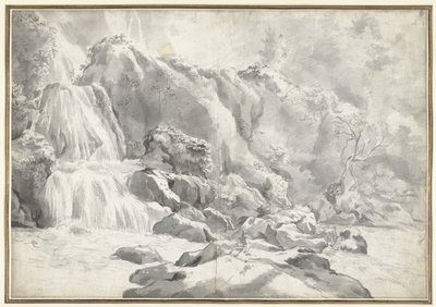 Vista della cascata a Tivoli con un disegnatore da Jan Worst (attributed to)