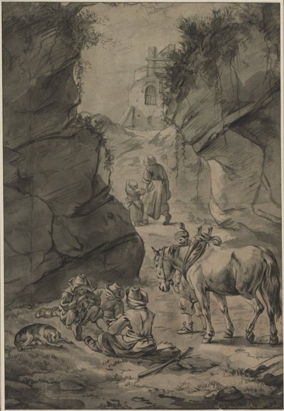 Contadini in un paesaggio roccioso, seconda metà del 1600 da Jan Wouwerman