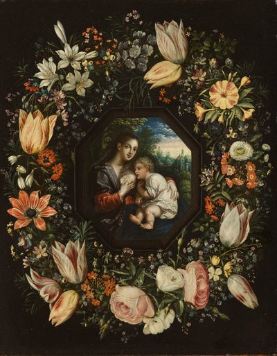 Madonna col Bambino in una ghirlanda di fiori, c.1625 da Jan and Balen, Hendrik van Brueghel