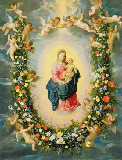 La Madonna e il Bambino in una ghirlanda floreale da Jan and Balen, Hendrik van Brueghel