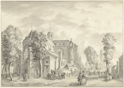 Chiesa di San Pietro a Utrecht con la cattedrale sullo sfondo da Jan de Beijer