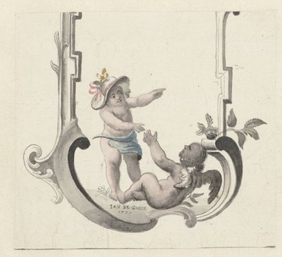Ornamento con due putti che giocano da Jan de Goeje