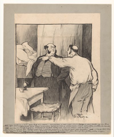 Proprietario di fabbrica presso la moglie defunta di un operaio da Jan de Waardt (signed by artist)