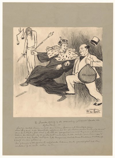 Il comando ubriaco e il potere arrogante del denaro tengono una danza macabra da Jan de Waardt (signed by artist)