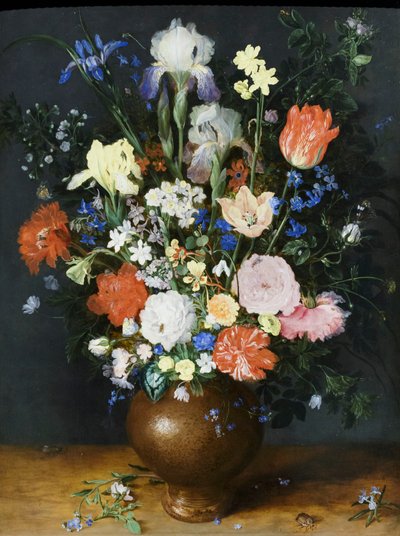 Bouquet in un vaso di argilla, circa 1609 da Jan the Elder Brueghel