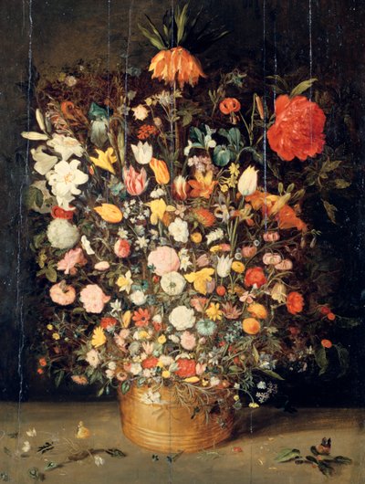 Bouquet di fiori in un vaso di legno, 1603 da Jan the Elder Brueghel
