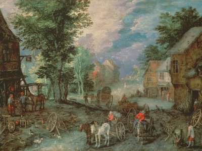 Ingresso di un villaggio da Jan the Elder Brueghel