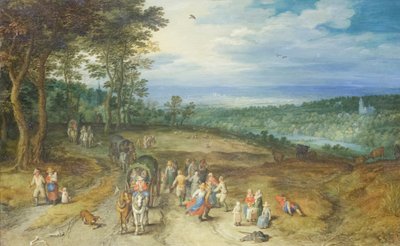 Paesaggio con viaggiatori e contadini su un sentiero da Jan the Elder Brueghel
