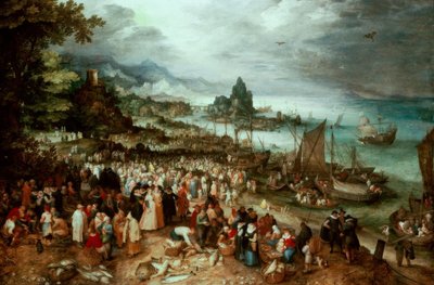 Porto con la predica di Cristo da Jan the Elder Brueghel